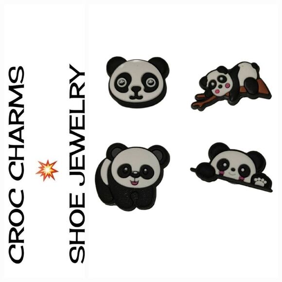 🐼 Panda Bear Croc Shoe Charms Face Head Novelty Wild Animal Clog Shoe Jewelry - Picture 1 of 5